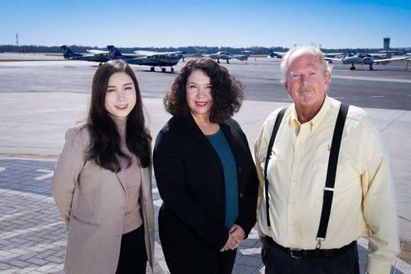 Dr. Barbara Holder (center) with Dr. David Esser (right) and Embry-Riddle student Hui Wang (left)