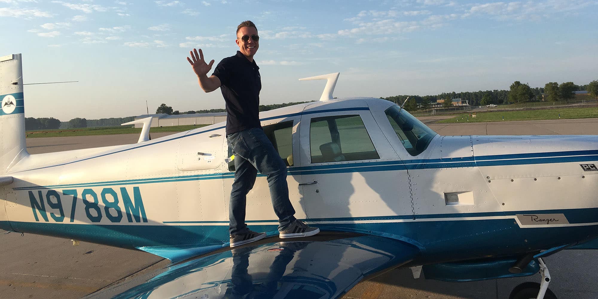 Retiring Space Force veteran and B.S. in Aeronautics graduate Matthew Henkel, on the wing of his Mooney M-20C, is ready to launch a new career as a professional pilot.