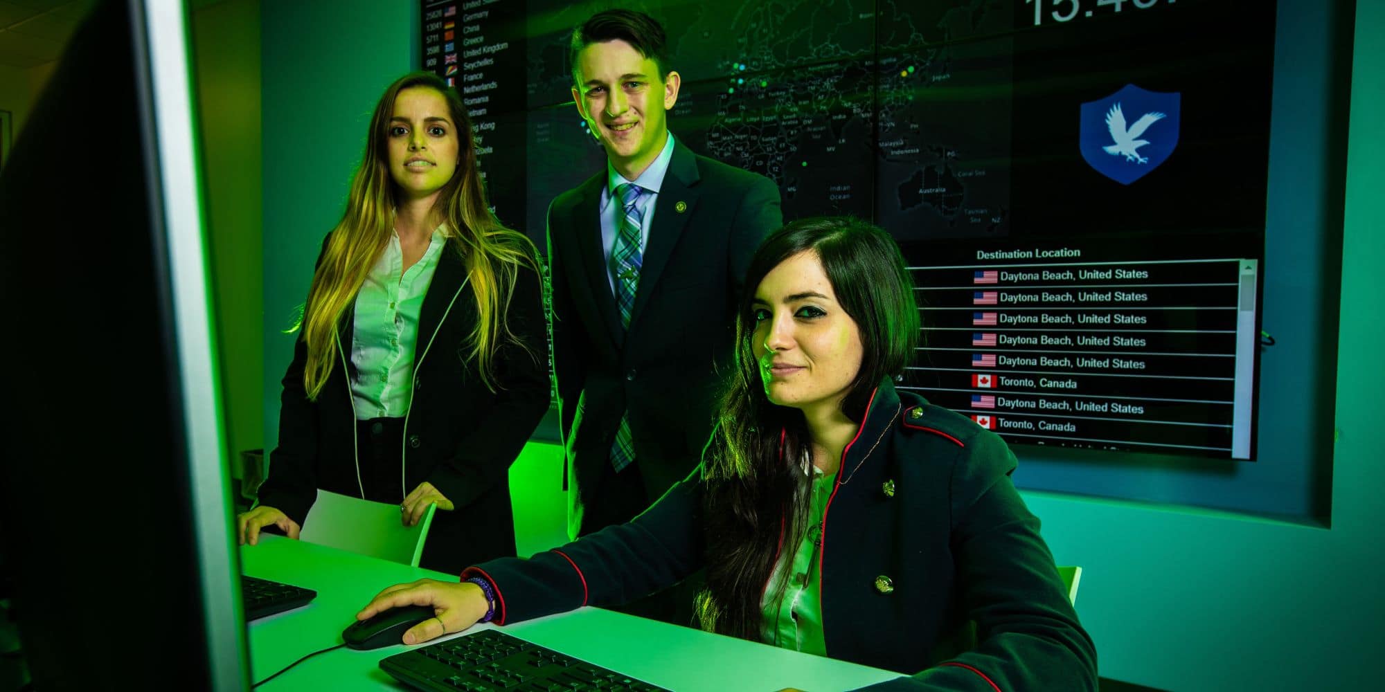 Students gather in state-of-the-art labs including the Cyber Lab, the Cybersecurity Engineering Lab or the Cybersecurity Virtual Laboratory to gain valuable skills before entering the industry. (Photo: Embry-Riddle / Connor McShane)
