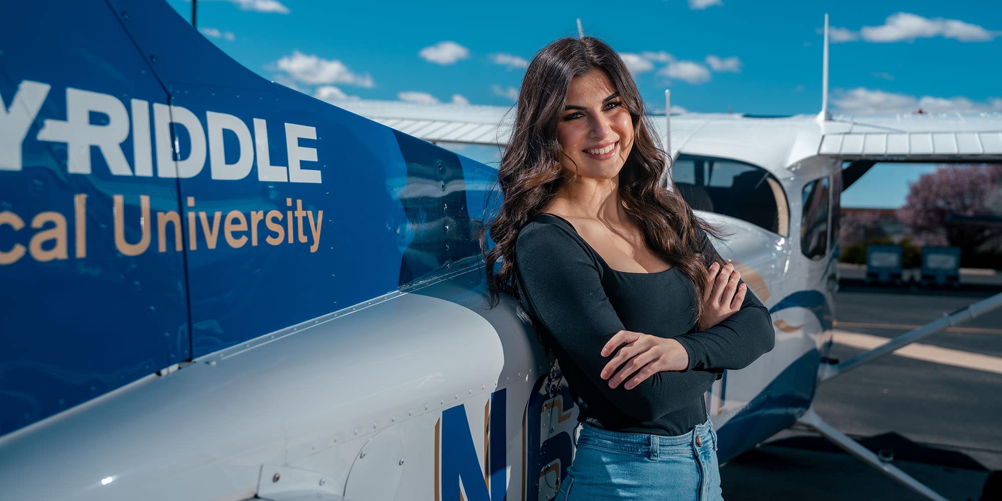 For student pilot Serena Fechter, the flight line at Embry-Riddle is one of her happy places.
