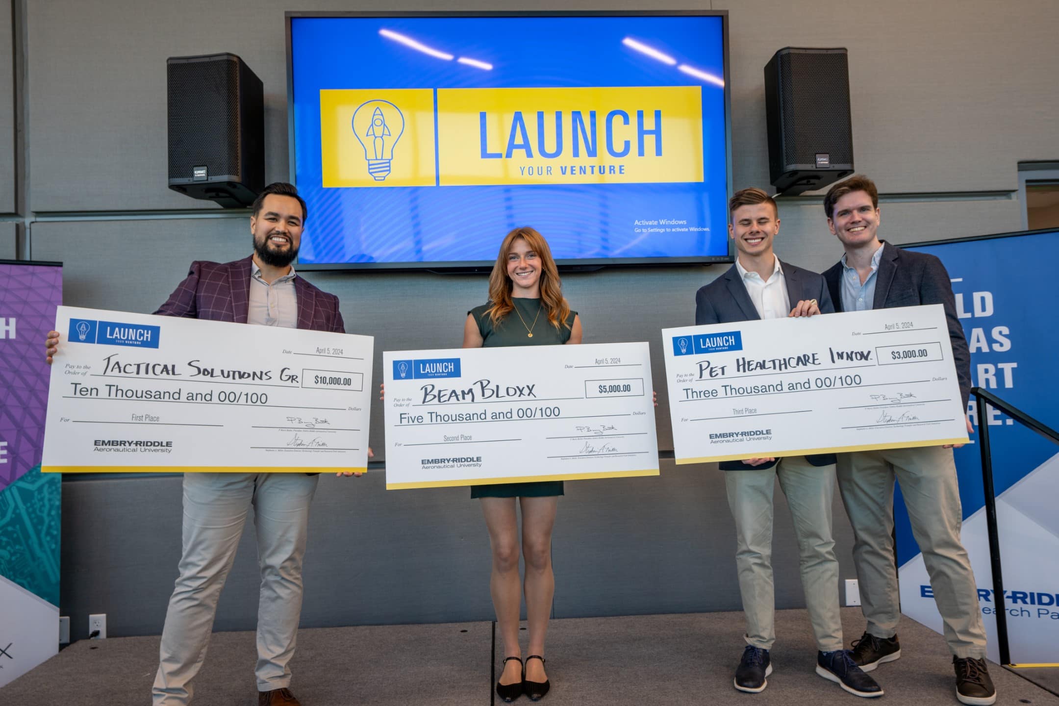 Entrepreneurs compete in the Launch Your Venture competition, presenting their ideas to judges in the Micaplex at Embry-Riddle Aeronautical University in Daytona Beach, April 8, 2024