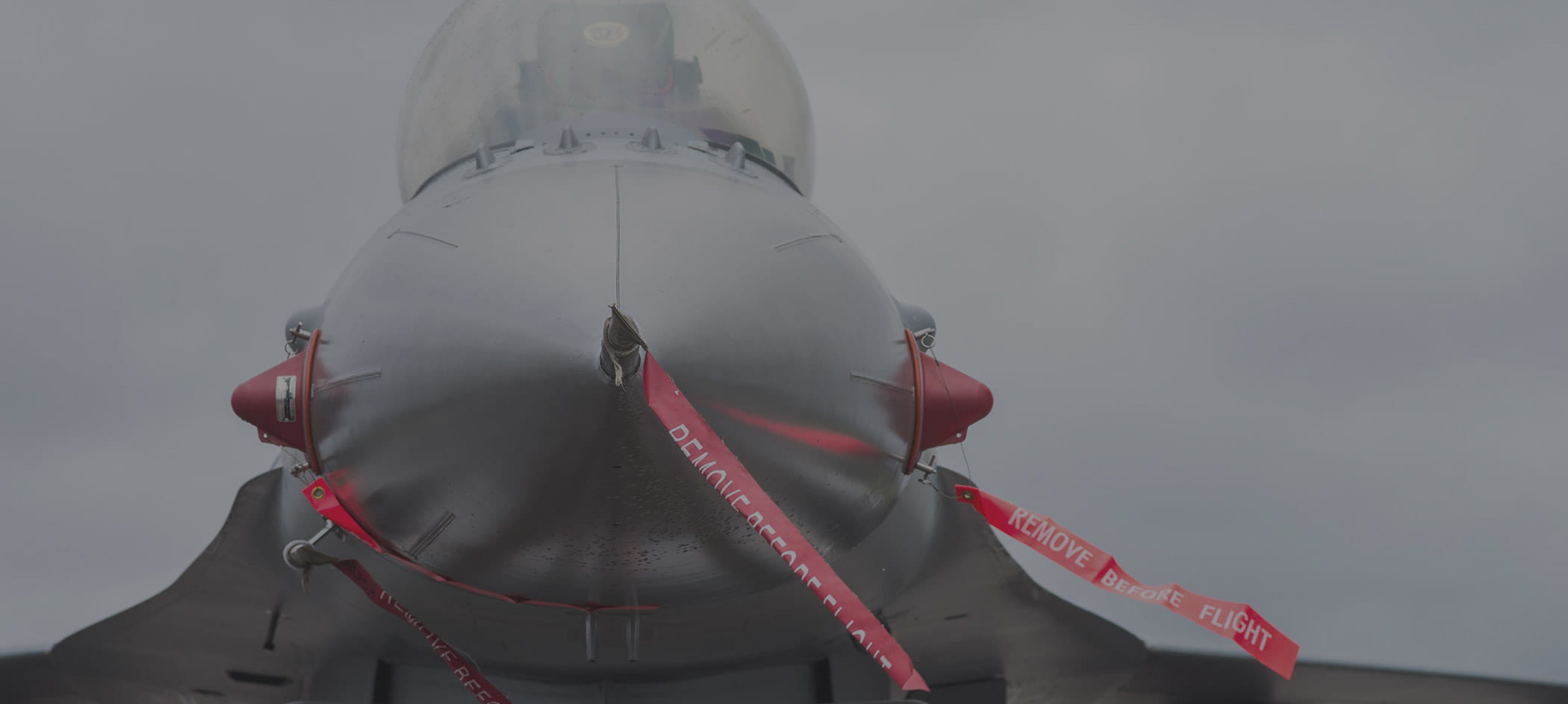 The front of a fighter jet.
