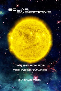 Book cover for Solar Suspicions with a sun graphic
