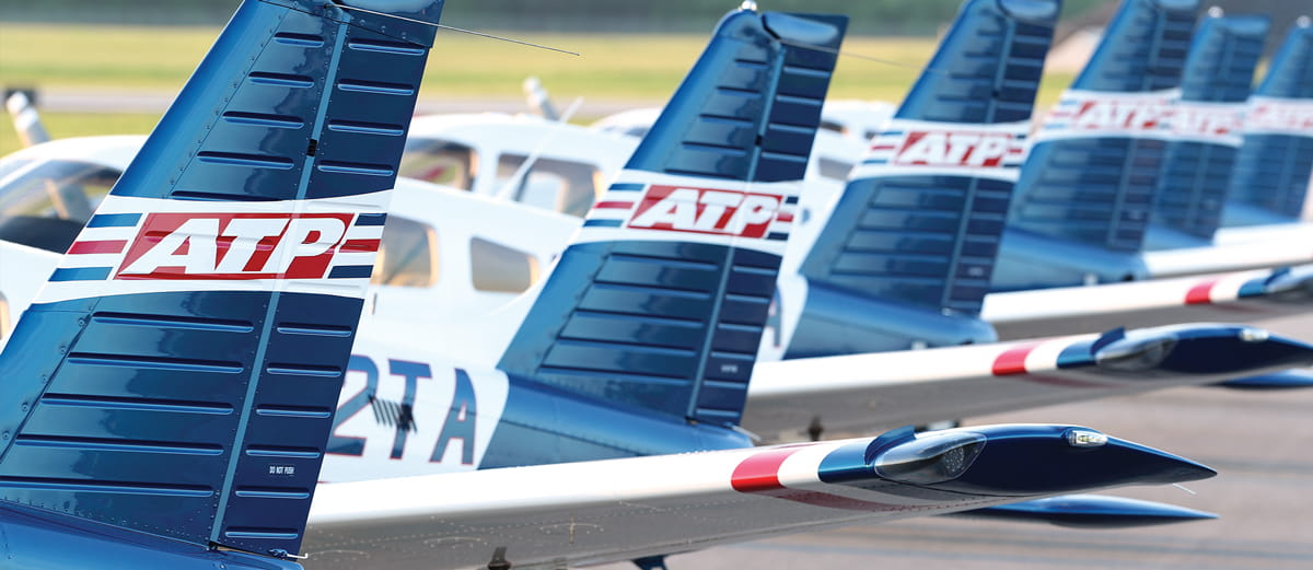 Tails of planes lined up.