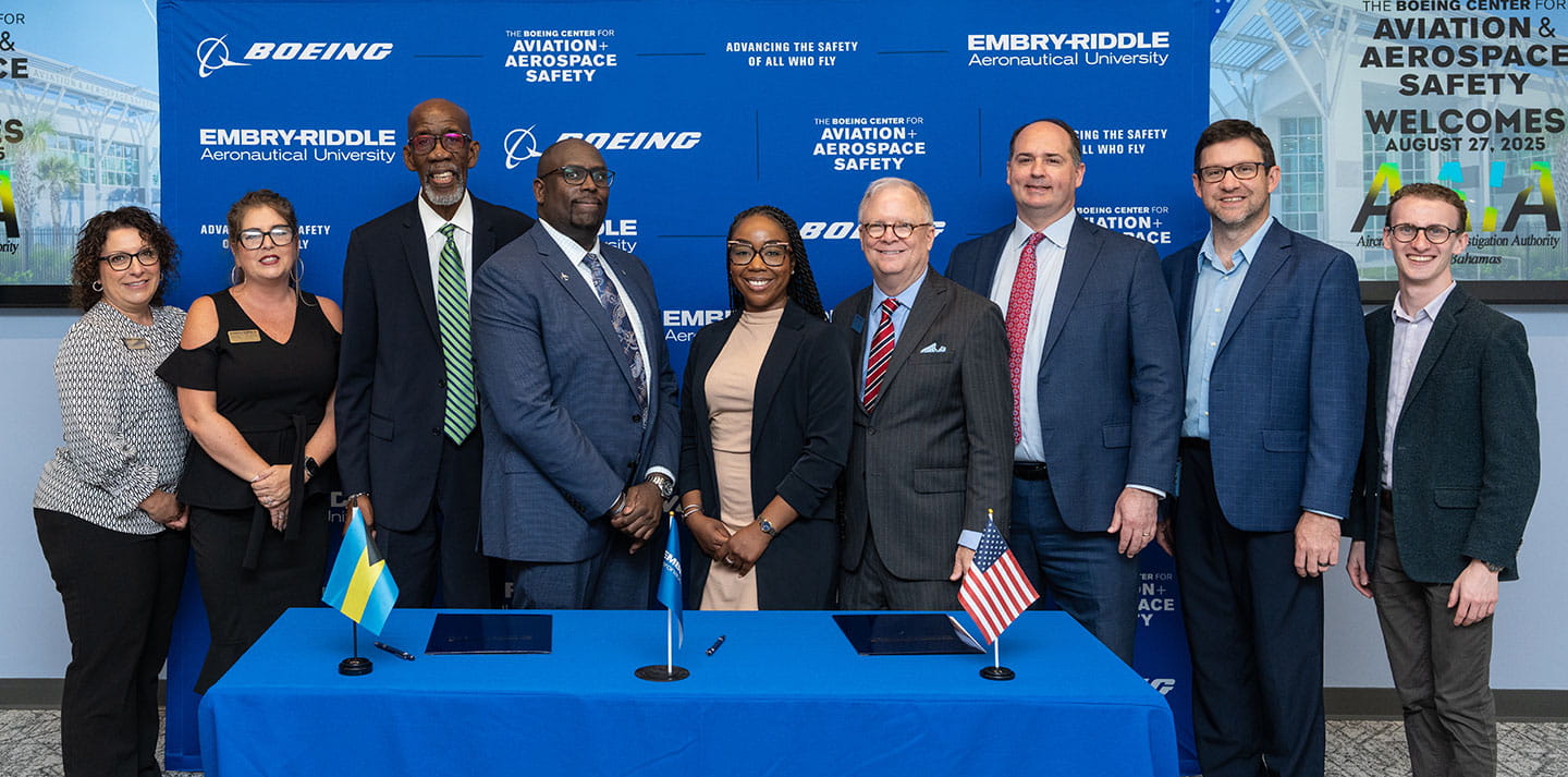 Members of the Aircraft Accident Investigation Authority of Bahamas and ERAU Authorities including Robert Sumwalt sign and MOU to provide ProEd courses in accident investigation