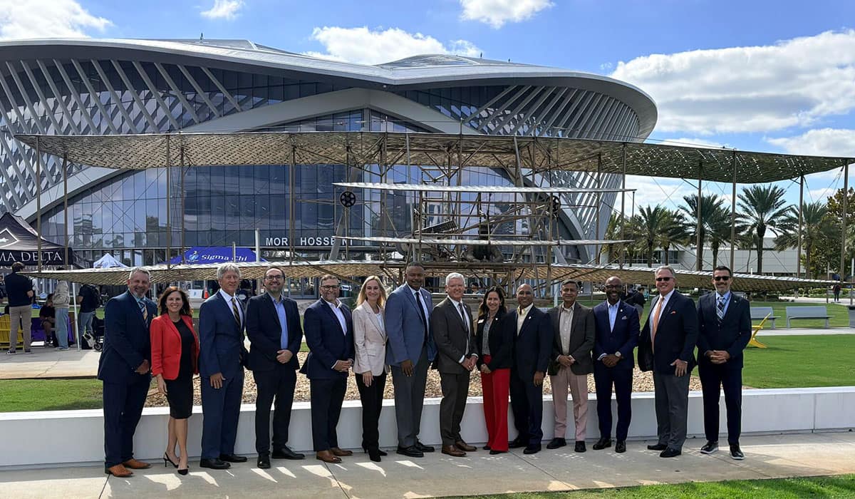 The Worldwide Industry Advisory Board on the Daytona Beach Campus in front of the Student Union.
