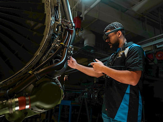 Student in the AR Turbine Lab
