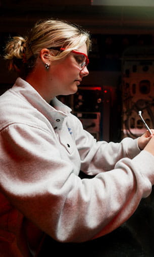 Student in the AMS Aircraft Systems Lab