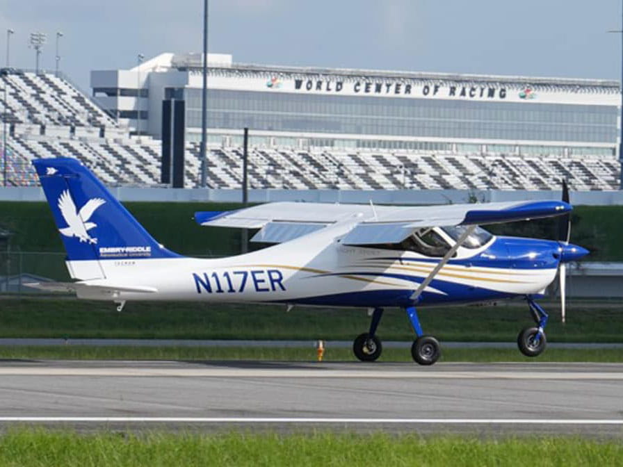 Embry-Riddle plane on a runway