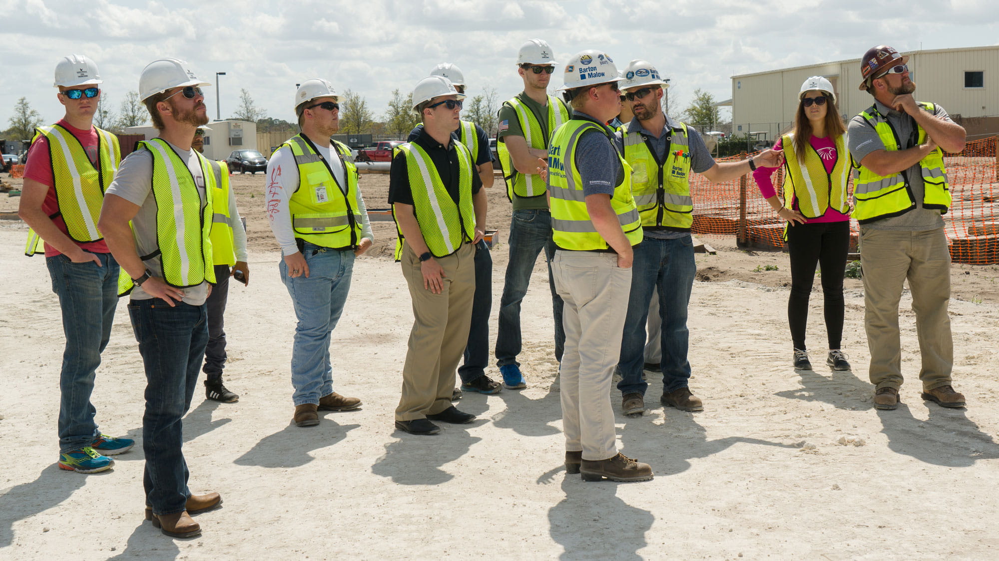Students look at a Civil Engineering project.