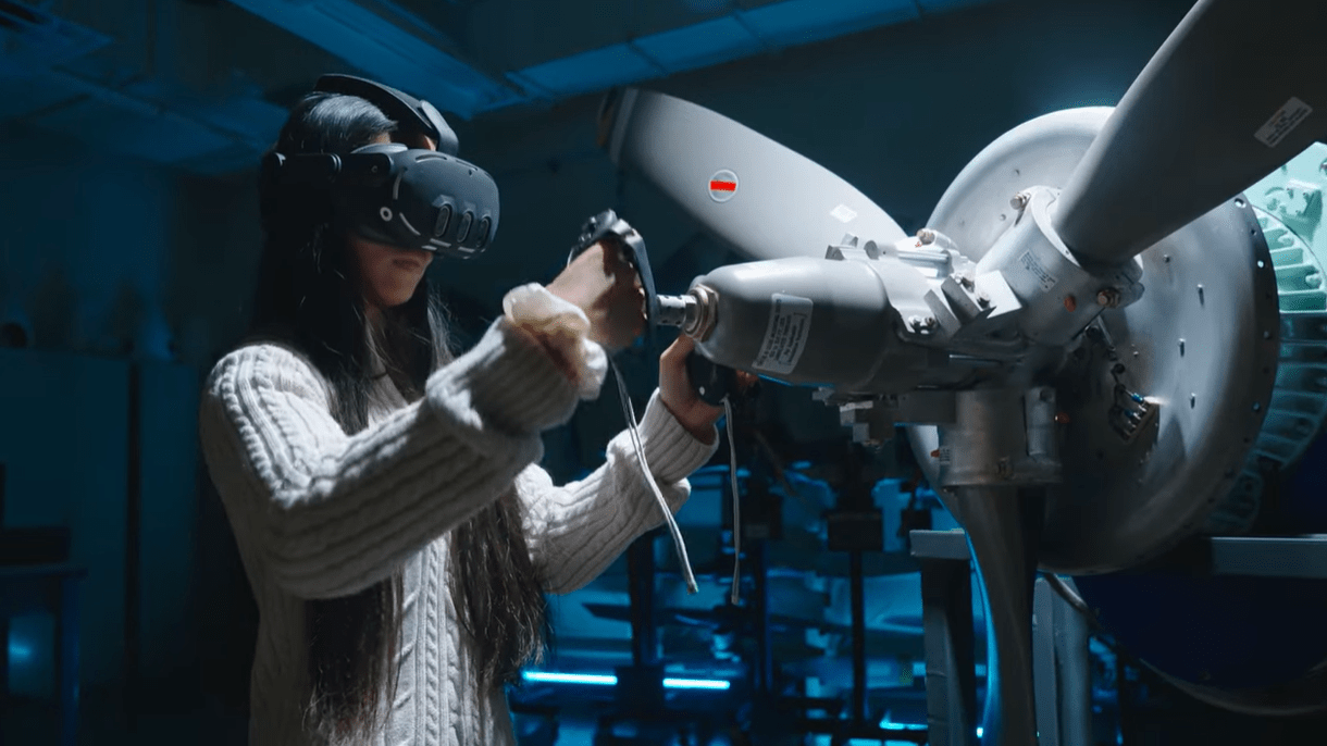 Woman working in VR.