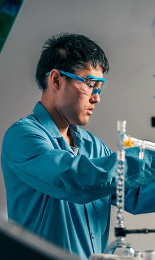 A research student in the lab