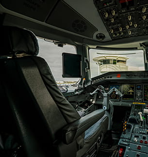 Interior of a cockpit of a plane