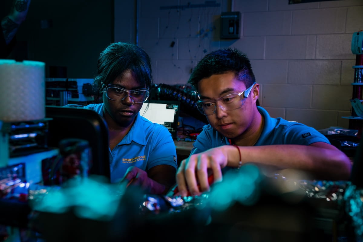 Two students in the lab