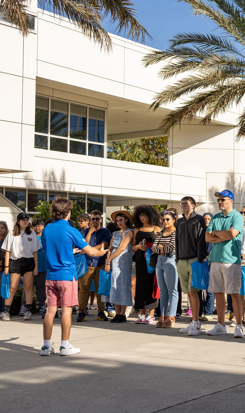Group gathered on campus