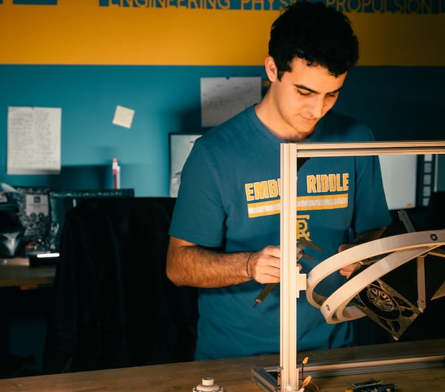 Student works in a lab
