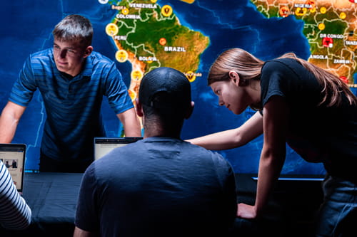 Students working in the Cybergym Lab