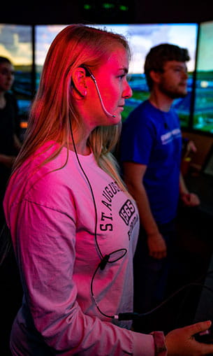 Students participate in an Air Traffic Control simulation