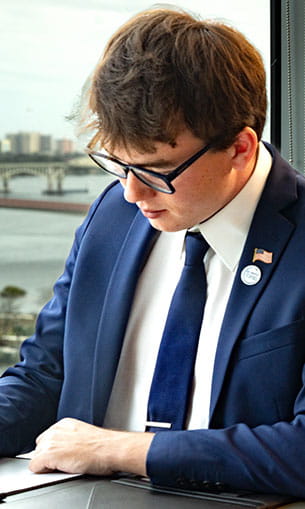 Business student studying
