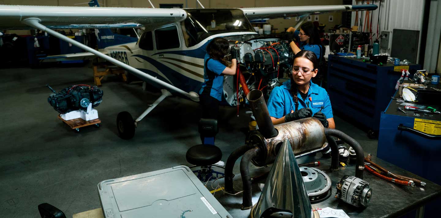 Aviation Maintenance Science students on the Daytona Beach, Florida, campus.