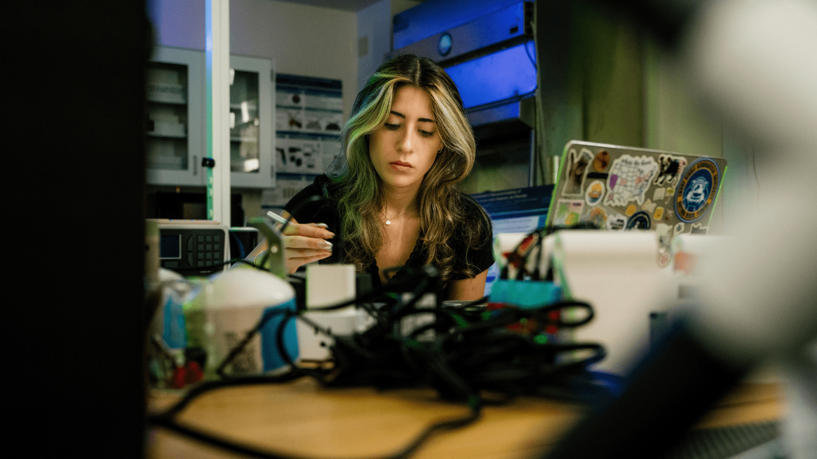 Physics students in the lab.