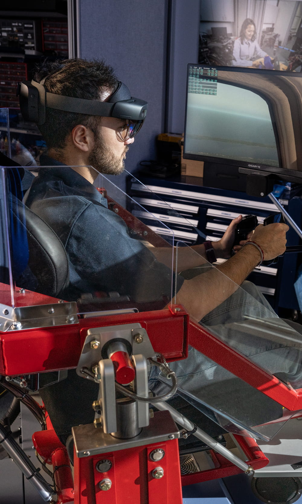 Man using a simulator