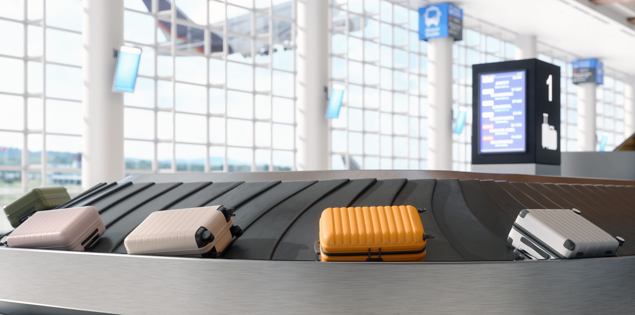 Airline baggage conveyor belt.