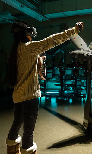 Student in the VR Props Lab