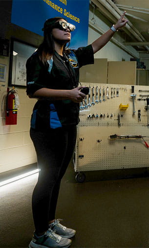 Student in the AR Turbines Lab