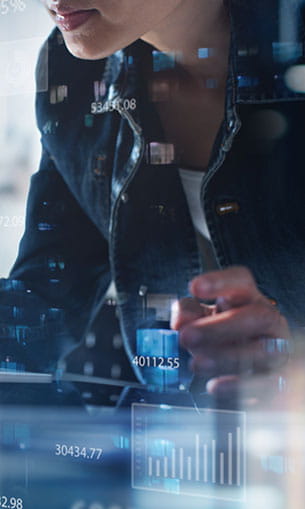 Person in front of a futuristic monitor