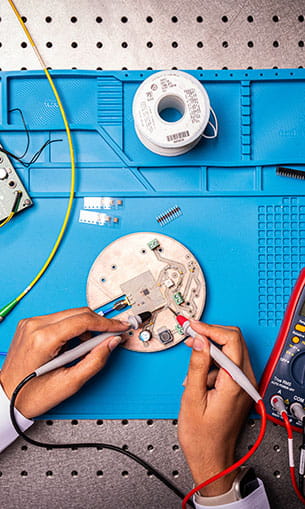 Top-down view of electrical equipment