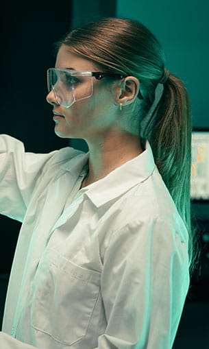 Student working in the Omics Human Factors Lab