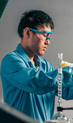 Student working in the lab