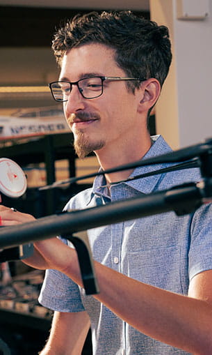 Student working on a drone