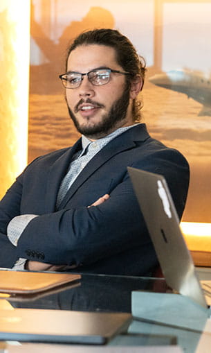 Student working in a business environment