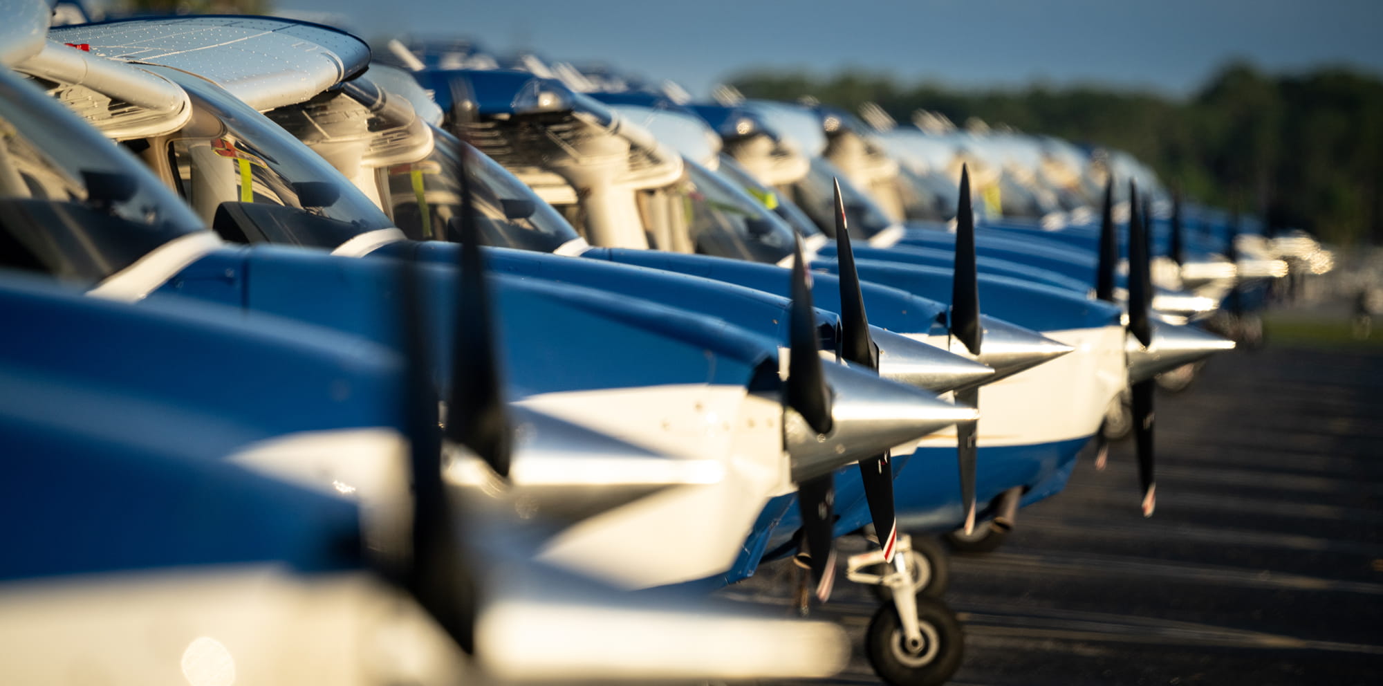 Planes sit in a row on the tarmac.