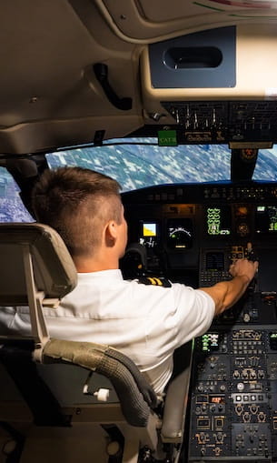Student in cockpit.