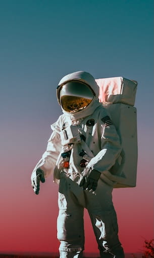 Space suit at meteor crater