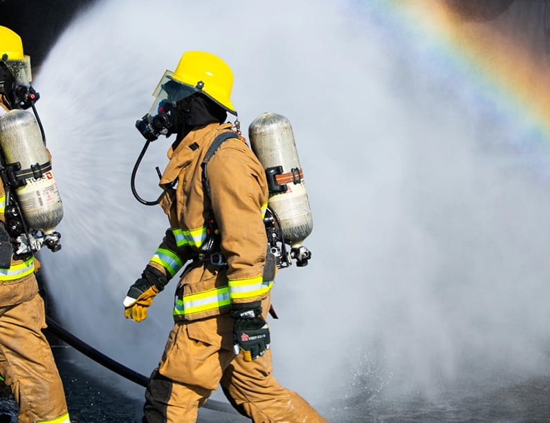 Aircraft rescue and firefighting Marines spray a fire during aircraft rescue firefighting training on MCAS Iwakuni