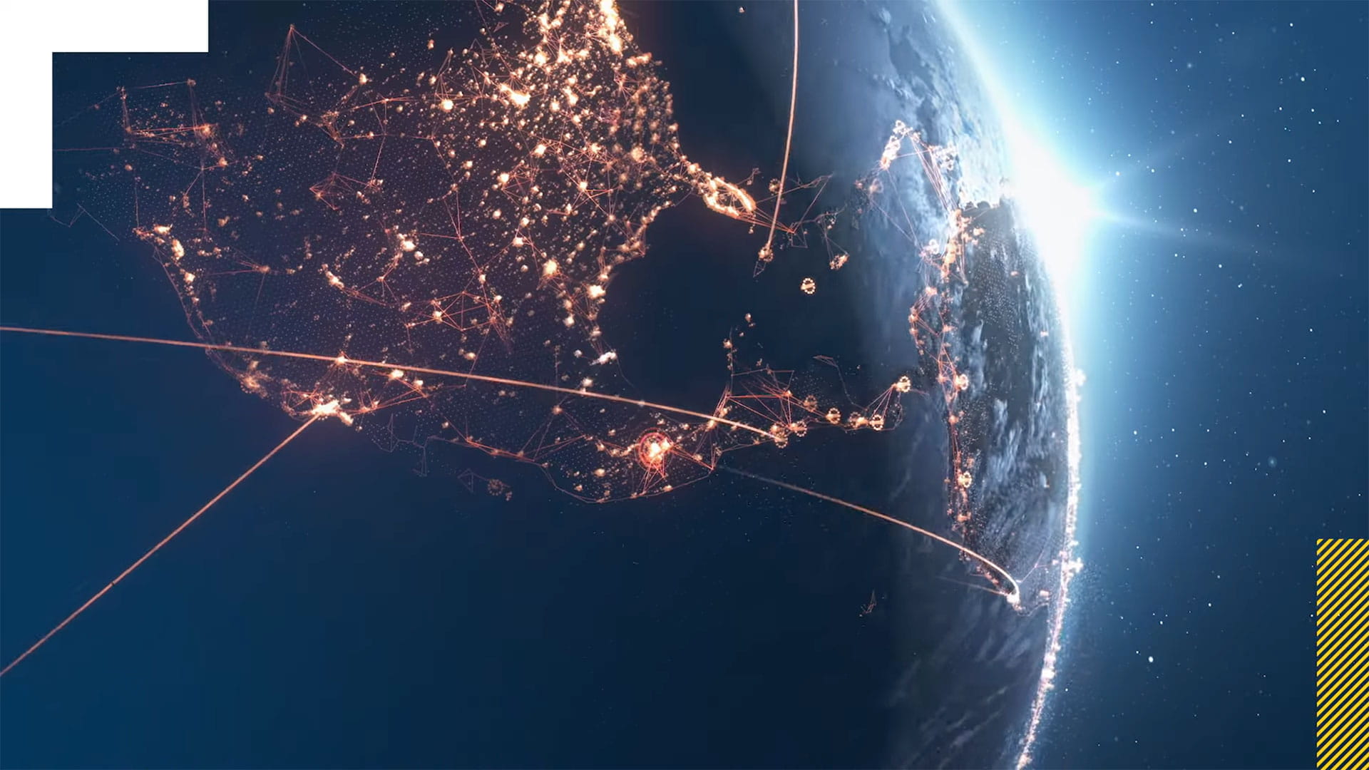 Graphic of a globe with lights