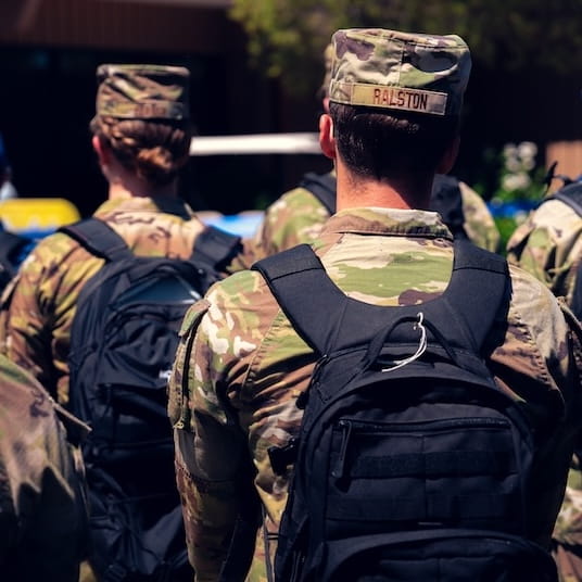 ROTC students wearing backpacks