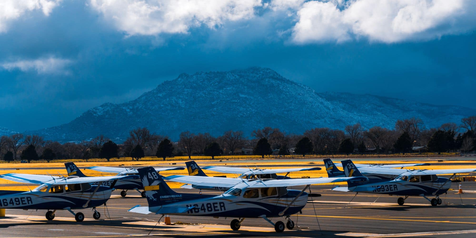 The Prescott Campus Flight Line with Granite Mountain in the background (Image: Embry‑Riddle/Connor McShane)