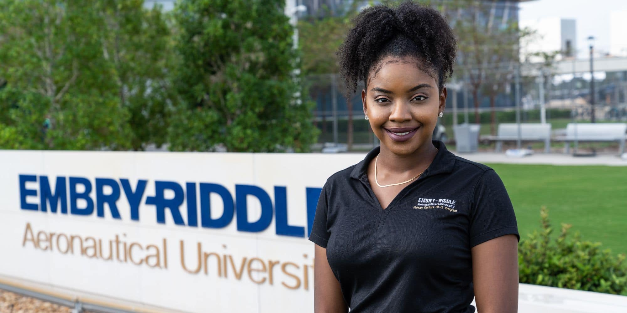 Student Jayde King is the first Gaetz graduate to earn a Ph.D. from Embry-Riddle.