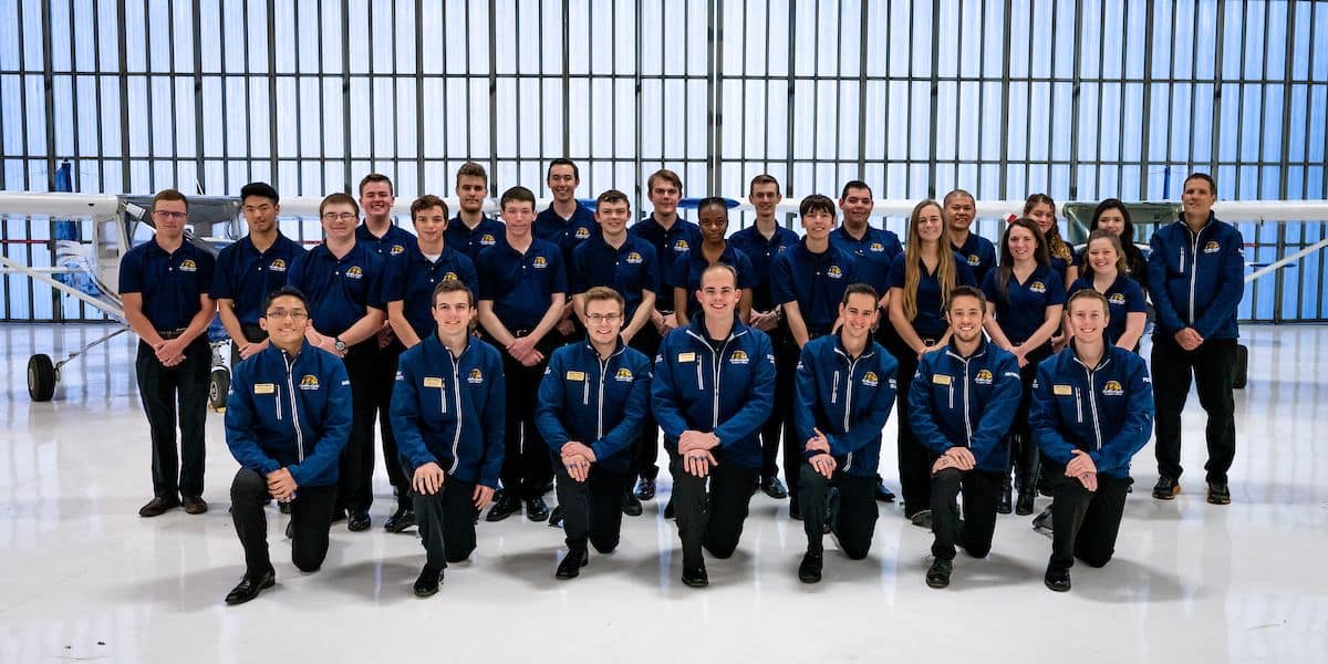 Our Golden Eagles Flight Team, winners of 15 national and 37 regional NIFA SAFECON championships. (Photo: Embry‑Riddle/Connor McShane)