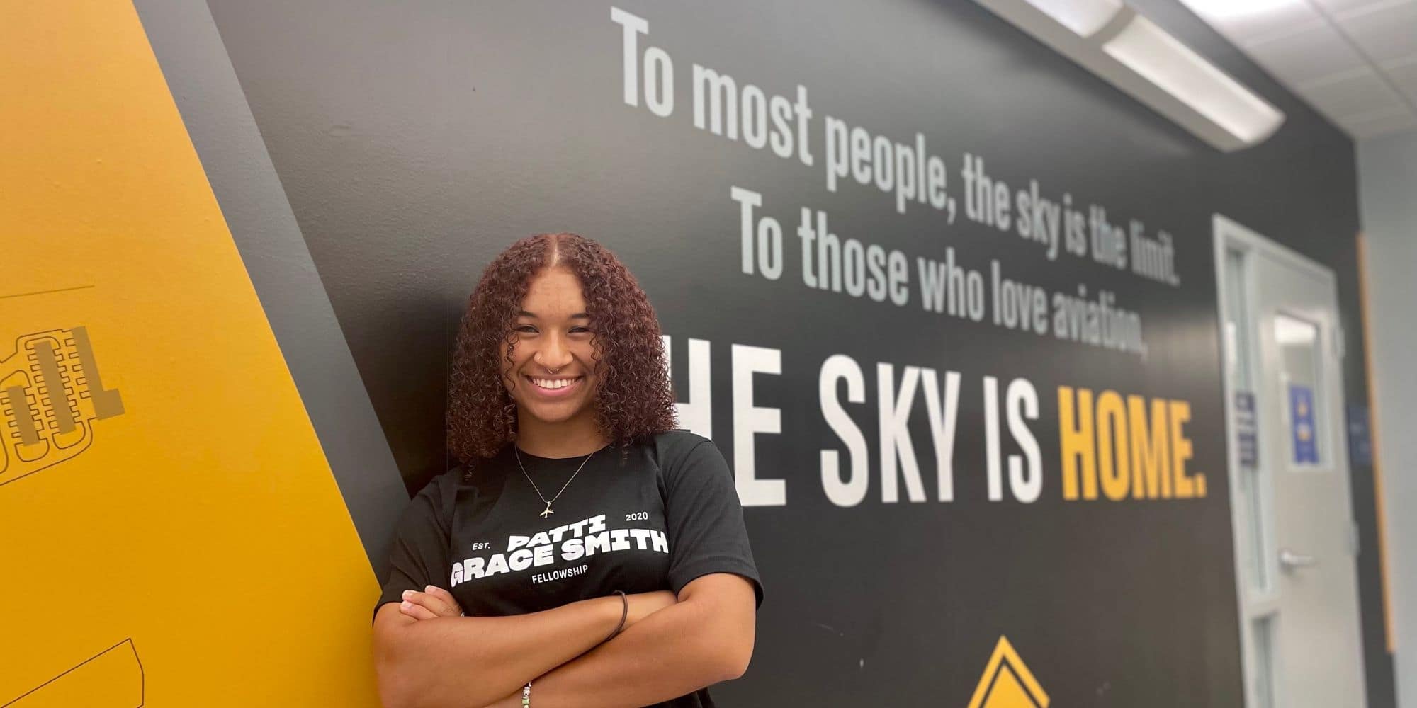 Aeronautics major Jenesis Tucker, shown here at Embry‑Riddle, is grateful for the opportunities from the Patti Grace Smith Fellowship. (Photo: Jenesis Tucker)