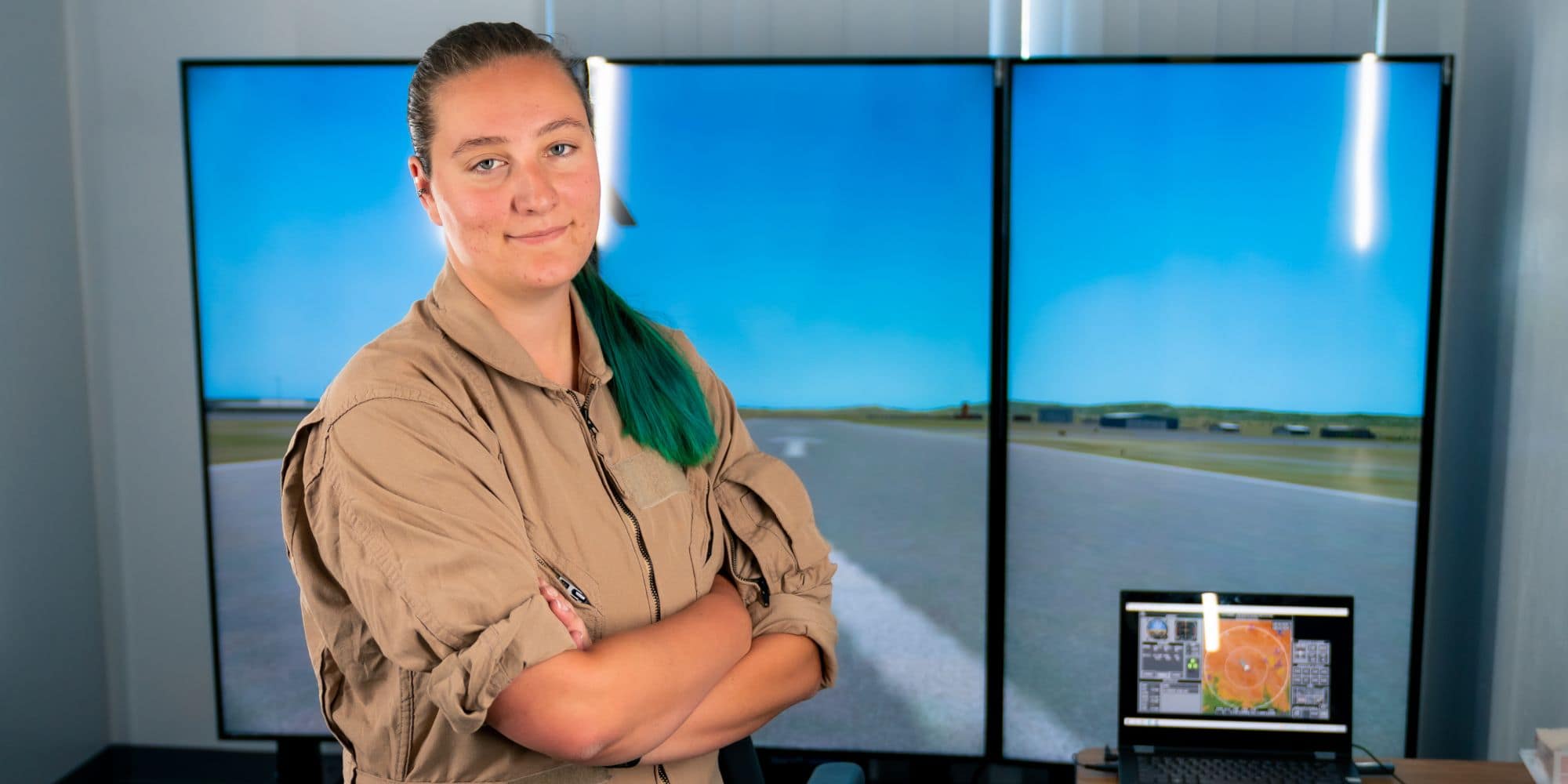 Elizabeth Mitchell ('22) switched majors from engineering to a B.S. in Aeronautical Science with a Helicopter Pilot Specialty. (Photo: Embry‑Riddle / Connor McShane)