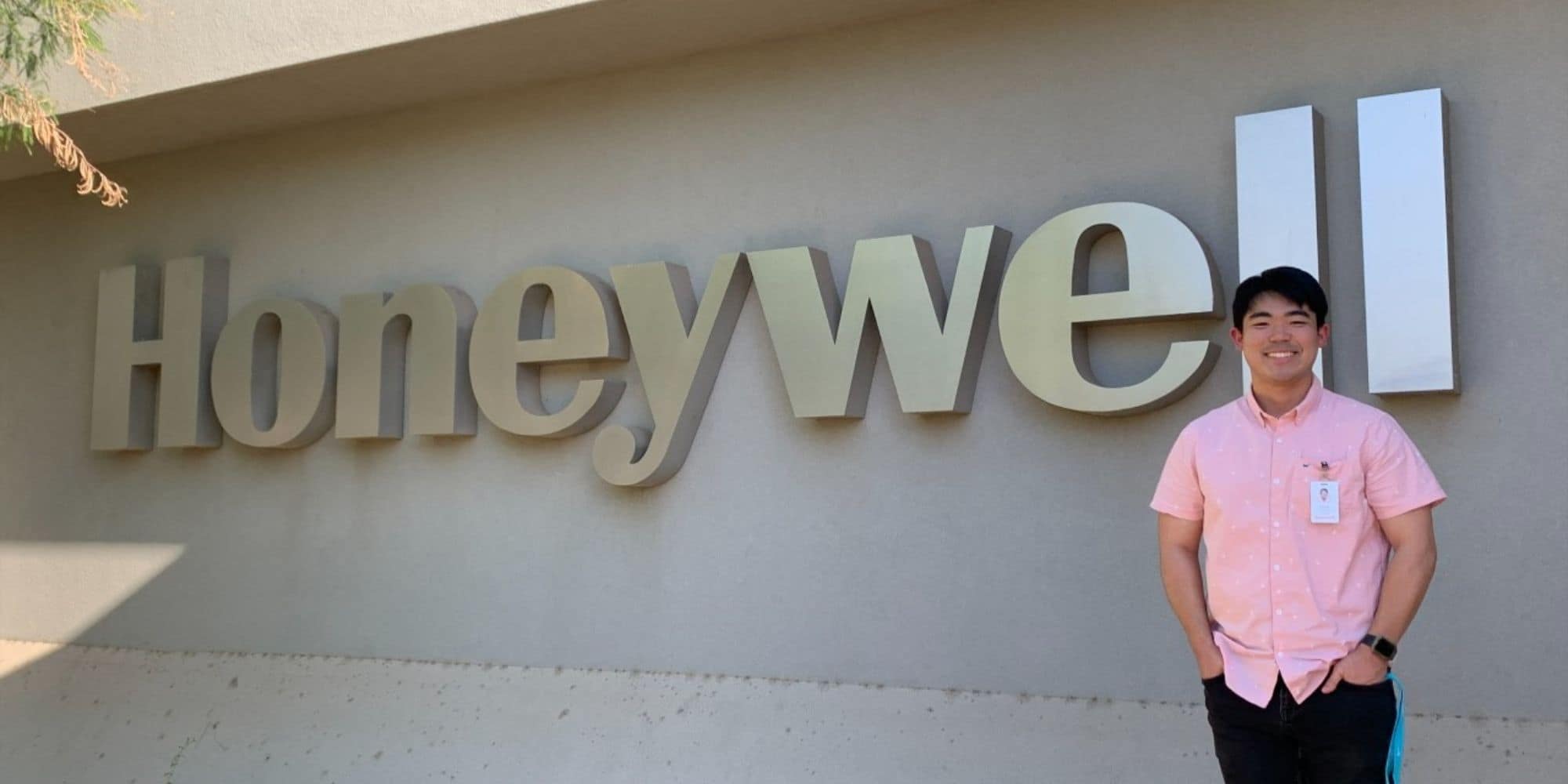 Electrical Engineering senior Drew Yoshida ('23) outside of Honeywell during his internship in Summer 2022. (Photo: Drew Yoshida)