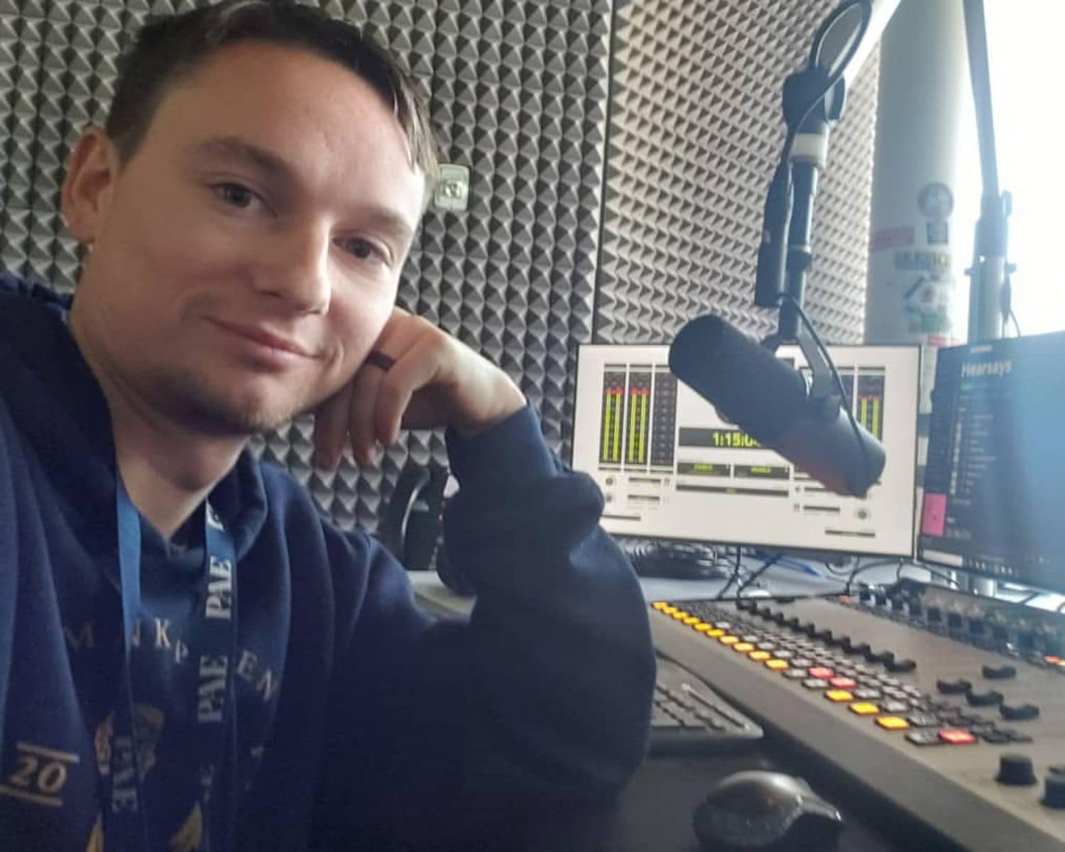 Jordan Garrett in the WIKD radio studio. (Photo: Jordan Garrett)