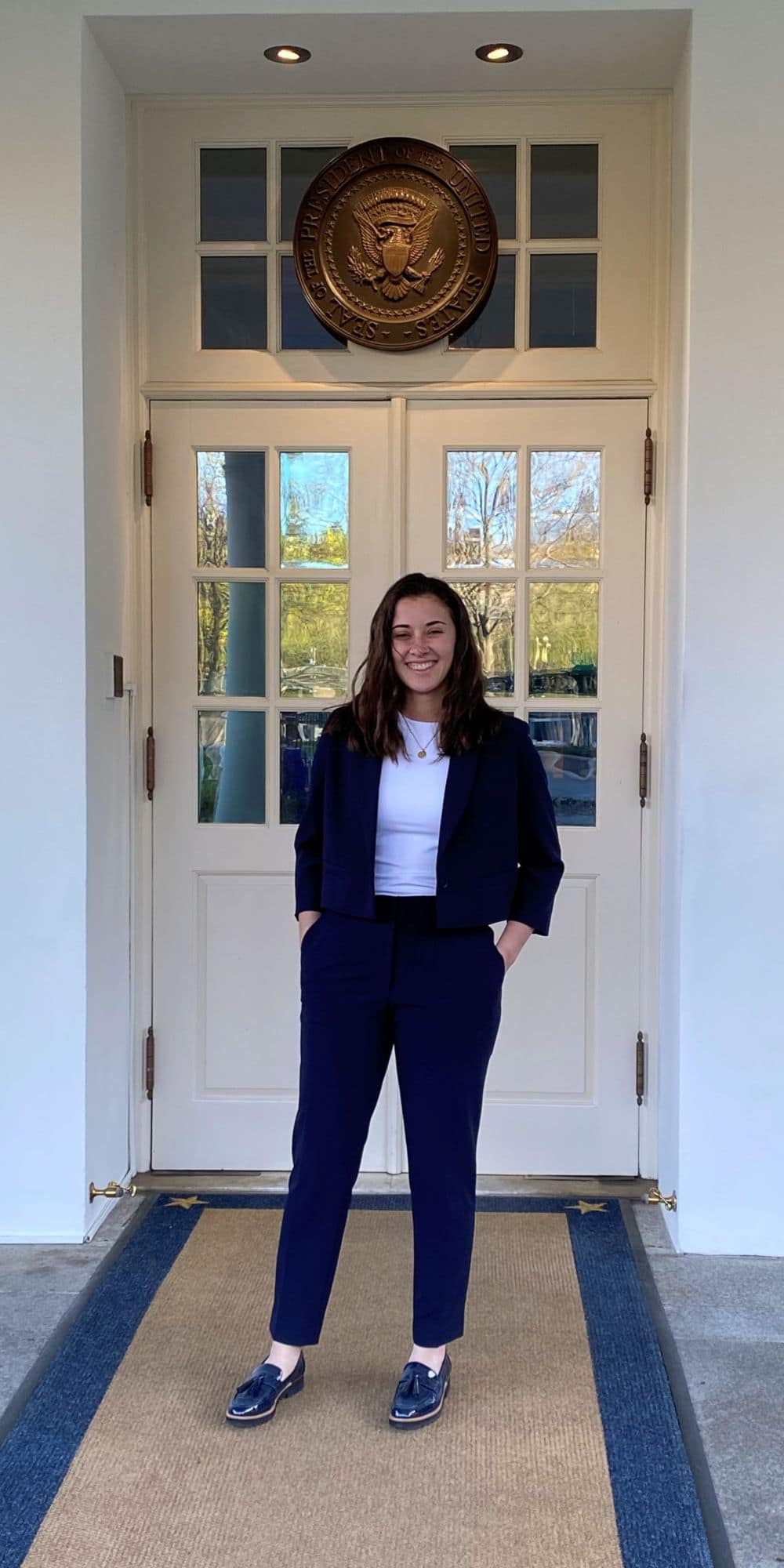 Michaela Adams touring the West Wing of the White House. (Photo: Michaela Adams) Cyber Intelligence and Security alumna Michaela Adams now works at MITRE in Washington, D.C. as a senior security analyst focusing on threat hunting and detection engineering.