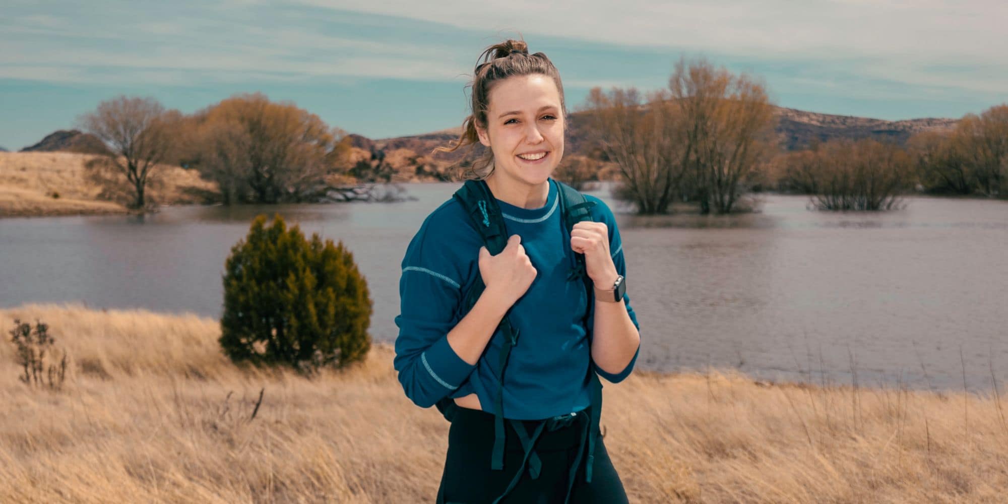 Emma Rash hiking at Willow Lake, nearby Embry-Riddle’s Prescott Campus. (Photo: Embry-Riddle / Connor Mcshane)